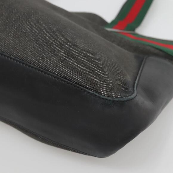 GUCCI Web Sherry Line Tote Bag Canvas Red Gray Green - Picture 10 of 16